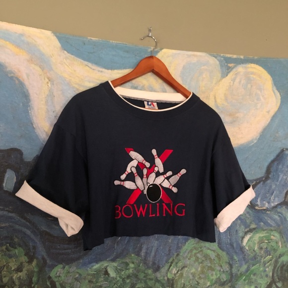 Vintage Tops - Vintage Cropped Bowling Tee